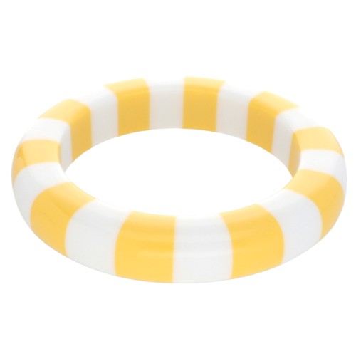 Bracciale in giunco di 65 mm di spessore in resina opaca - Bianco - Giallo x1