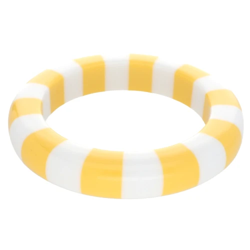 Bracciale rigido largo 64 mm in resina opaca - Bianco - Giallo x1