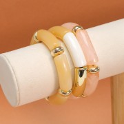 Perline tubolari curve 35x11 mm in acrilico opaco - Argento x6