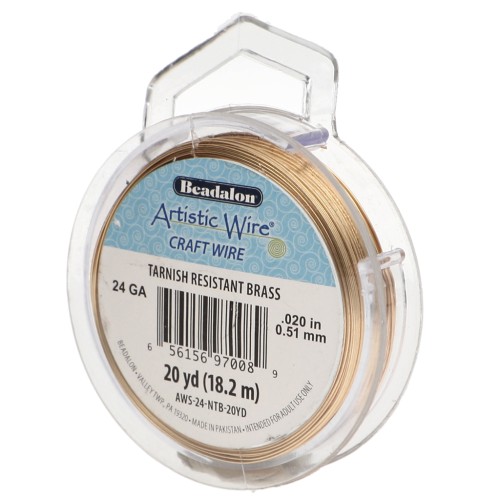 Filo di ottone Artistic Wire 0,51 mm - grezzo con trattamento anti-ossidazione x 18,2 m