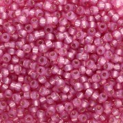 Perline Rocaille Miyuki 11/0 645 - Alabastro tinto rosa scuro con bordi argentati x 8 g