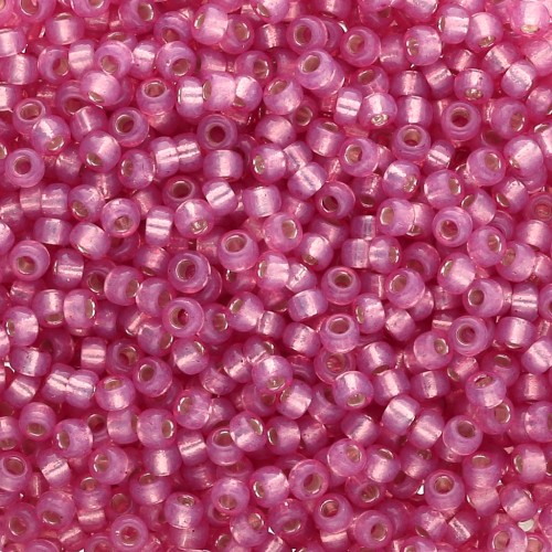 Perline Rocaille Miyuki 11/0 645 - Alabastro tinto rosa scuro con bordi argentati x 8 g
