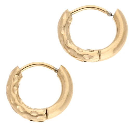 Cerchio rotondo martellato reversibile 13 mm 2,5 mm filo d'acciaio inossidabile 316L e placcato oro 201 x2