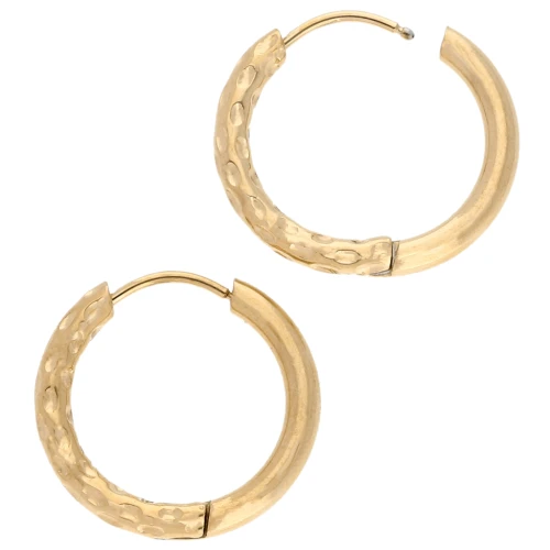 Orecchini a cerchio tondo martellato reversibili 19 mm 2,5 mm filo in acciaio inossidabile 316L e placcato oro 201 x2