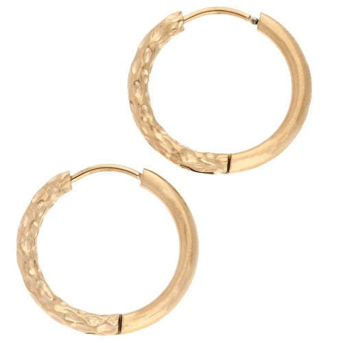 Cerchio rotondo martellato reversibile 21 mm 2,5 mm filo in acciaio inossidabile 316L e placcato oro 201 x2