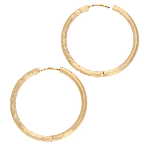 Cerchio rotondo martellato reversibile 30 mm 2,5 mm filo in acciaio inossidabile 316L e placcato oro 201 x2
