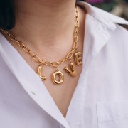 Catena a maglie ovali Forçat 6,3 mm - Acciaio inossidabile 316L Gold x50cm