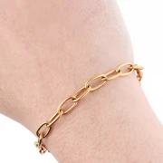 Catena a maglie ovali Forçat 6,3 mm - Acciaio inossidabile 316L Gold x50cm