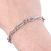 Catena alternata fantasia da 6 mm spazzolata e ritorta - Acciaio inossidabile 304 x50cm