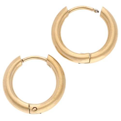 Rosette rotonde da 15 mm - Filo da 2,5 mm - Acciaio inossidabile 316L placcato oro x2