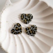 Ciondolo a cuore in acetato 21x18 mm - Nero - Glitter giallo leopardo x1