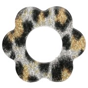 ciondolo - Ciondolo a forma di fiore in acetato da 18 mm - Nero - Glitter giallo leopardo x1 Ciondolo a forma di fiore in acetato da 18 mm - Nero - Glitter giallo leopardo x1