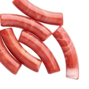 Perline tubolari curve 32x8 mm in acrilico opaco - Terracotta marmorizzata x6