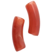 Perline tubolari curve 35x11 mm in acrilico traslucido - Terracotta marmorizzata x6