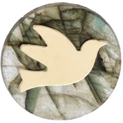 Elemento a forma di uccello da attaccare 11x14 mm - Oro pieno (oro laminato) x1