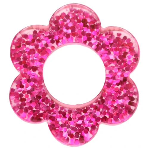 Ciondolo fiore in acrilico 14 mm - Fuschia glitter x1