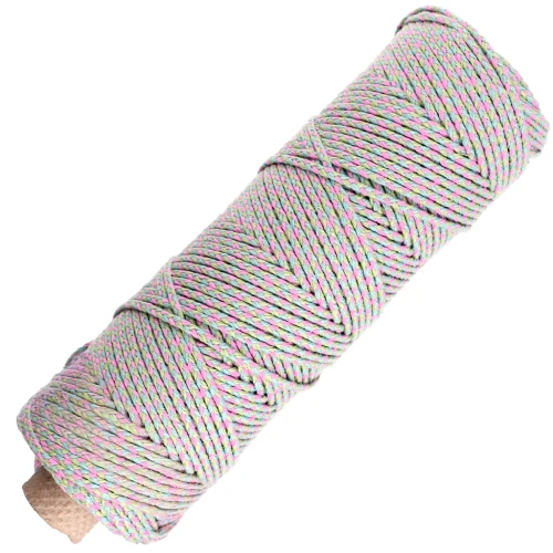 Cordoncino di cotone intrecciato francese da 2,5 mm - Verde chiaro - Blu - Rosa x100m