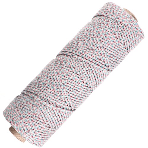 Cordoncino in cotone intrecciato da 2,5 mm - made in France - Multi Blue - Pink Gold x100m