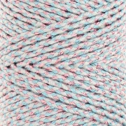 Cordoncino in cotone intrecciato da 2,5 mm - made in France - Multi Blue - Pink Gold x100m