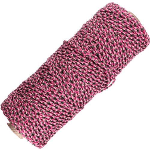Cordoncino in cotone intrecciato da 3 mm - Made in France - Multi rose - Grigio x100m