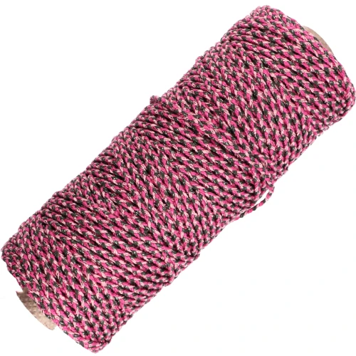 Cordoncino in cotone intrecciato da 3 mm - Made in France - Multi rose - Grigio x100m