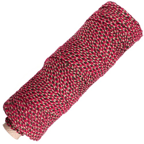 Bobina di cordoncino in cotone intrecciato da 2,5 mm - Produzione francese - Rosso - Verde x 100 m