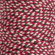 Bobina di cordoncino in cotone intrecciato da 2,5 mm - Produzione francese - Rosso - Verde x 100 m