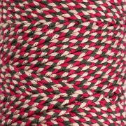 Bobina di cordoncino in cotone intrecciato da 2,5 mm - Produzione francese - Rosso - Verde x 100 m
