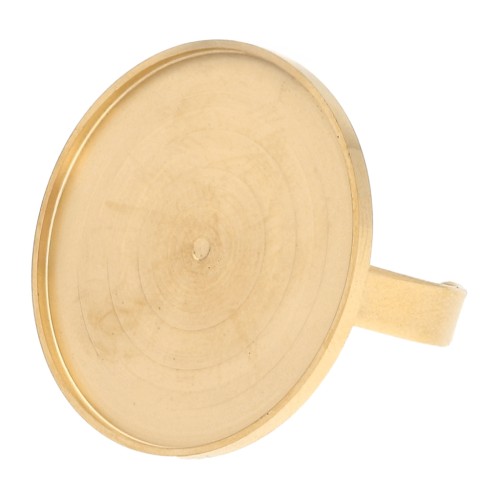 Anello sottile regolabile per cabochon a base piatta da 25 mm - Acciaio inossidabile 304 Gold x1