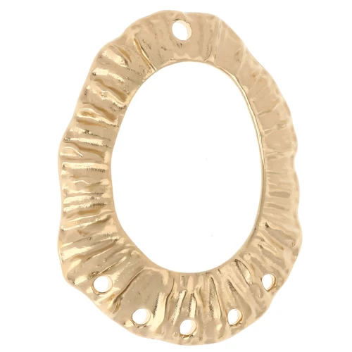 Ciondolo a lampadario ovale cavo 35x27 mm 5 fori - Dorato in oro fino x1
