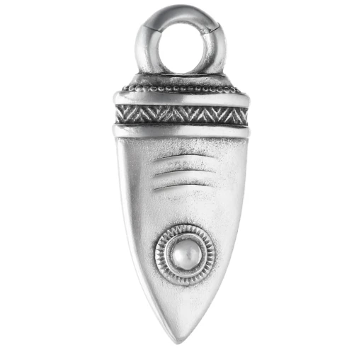 Ciondolo etnico a forma di pugnale 39x17 mm - Impiallacciatura in argento invecchiato x1