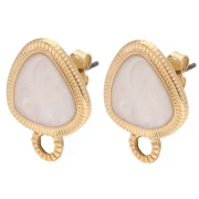 Orecchini a triangolo tondo 19,5x15 mm - Placcati oro - Bianco perlato x2