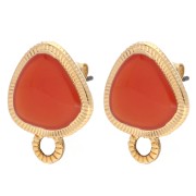 Orecchini a triangolo arrotondato 19,5x15 mm - Dorati in oro fino - Topazio x2