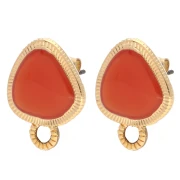 Orecchini a triangolo arrotondato 19,5x15 mm - Dorati in oro fino - Topazio x2