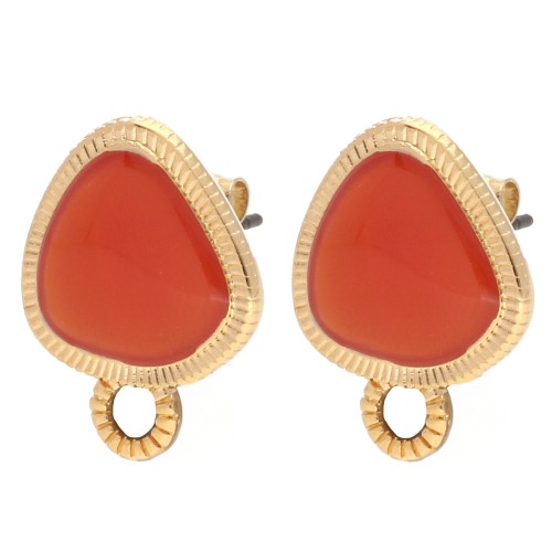 Orecchini a triangolo arrotondato 19,5x15 mm - Dorati in oro fino - Topazio x2