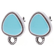 Orecchini a perno a triangolo arrotondato 19,5x15 mm Placcatura in argento antico Turquoisex2