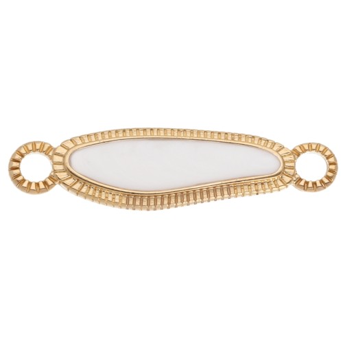 Distanziatore irregolare 33x8,5 mm e resina epossidica - Dorato con oro fino - Bianco perlato