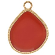 Pendente a goccia irregolare 32x24 mm in resina epossidica - Dorato in oro fino - Topazio x1