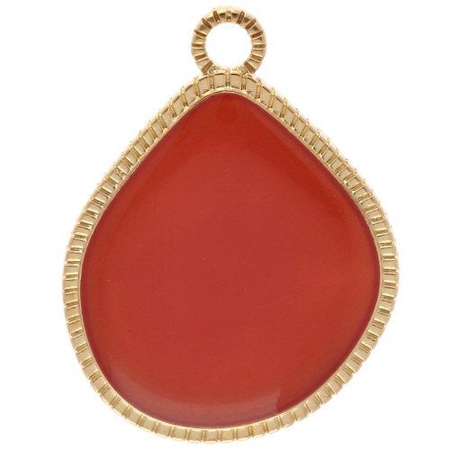 Pendente a goccia irregolare 32x24 mm in resina epossidica - Dorato in oro fino - Topazio x1