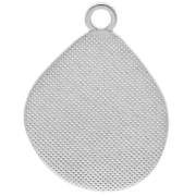 Ciondolo, goccia irregolare, 32x24 mm, epossidico, placcatura argento antico - Turchese
