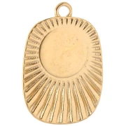 Ciondolo etnico a rettangolo 26x17,5 mm in resina epossidica - Dorato in oro fino - Turchese