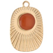 Pendente etnico a rettangolo 26x17,5 mm in resina epossidica - Dorato in oro fino - Topazio x1