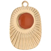 Pendente etnico a rettangolo 26x17,5 mm in resina epossidica - Dorato in oro fino - Topazio x1