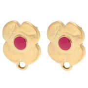 Orecchini a fiore in resina epossidica 16x13 mm - Dorati con oro fino - Rosa x2