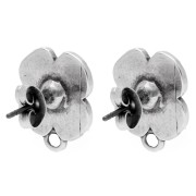 Orecchini a fiore 16x13mm in resina epossidica Placcatura argento antico - Rosso x2