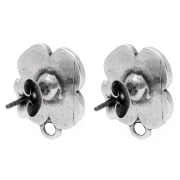 Orecchini a fiore 16x13mm in resina epossidica Placcatura argento antico - Rosso x2