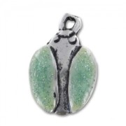 Ciondolo coccinella smaltato verde turchese con paillettes mm. 16|raw }}