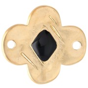Distanziatore a fiore 19x17 mm con resina epossidica - Dorato con oro fino - Nero x1