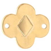 Distanziatore a fiore 19x17 mm in resina epossidica - Dorato con oro fino - Turchese x1