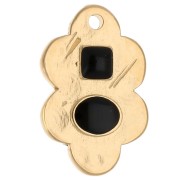Ciondolo a forma di foglia 21x14 mm e resina epossidica - Dorato con oro fino - Nero x1